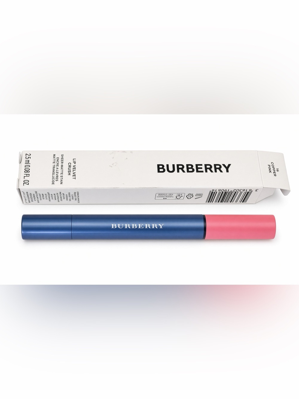 Burberry Lip Velvet Crush 16 Copper Pink Sheer-Matte Cushion Stain 2.5ml
